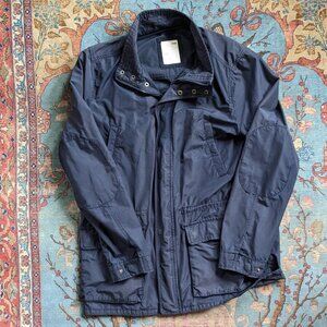 Gap navy blue cotton nylon ripstop rain field military utility jacket tall LT